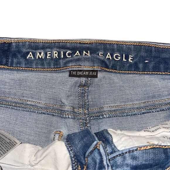 American Eagle Jegging Super Stretch Sz 2 LONG Length Med Dark Wash Denim Jeans - Picture 3 of 9